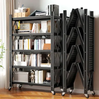 Heavy Duty Foldable Metal Organizer Shelves with Wheels Great for Garage Kitchen